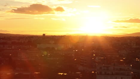 Sonnenuntergang-Vom-Hohen-Dach-über-Der-Stadt-Montpellier.